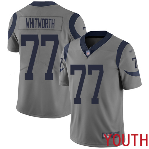 Los Angeles Rams Limited Gray Youth Andrew Whitworth Jersey NFL Football #77 Inverted Legend